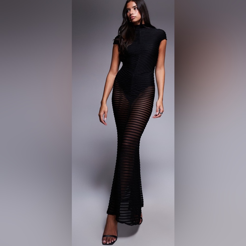 Sheer maxi dress with bodysuit